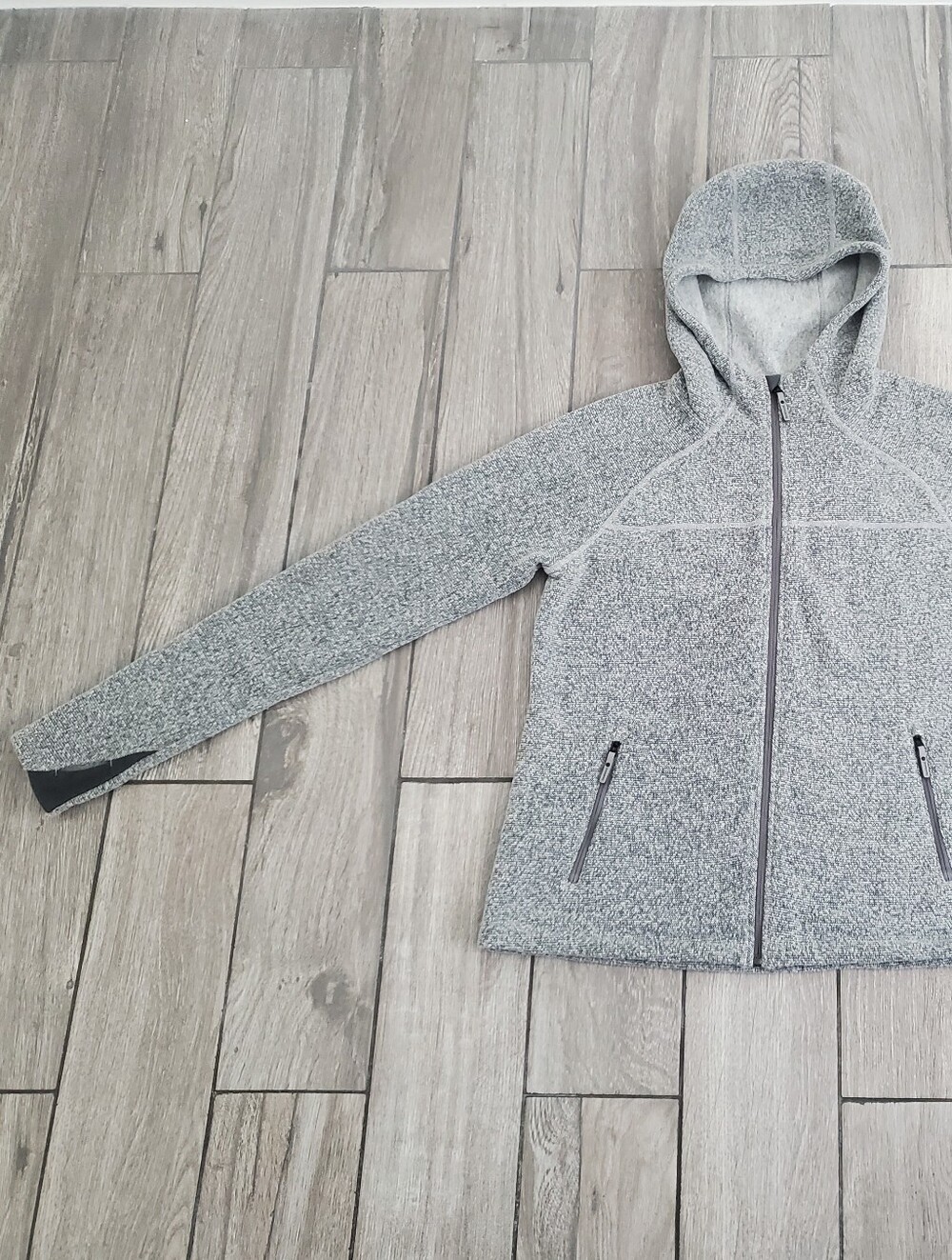 SmartWool wool blend gray full zip Hudson trail fleece jacket sweater hoodie L